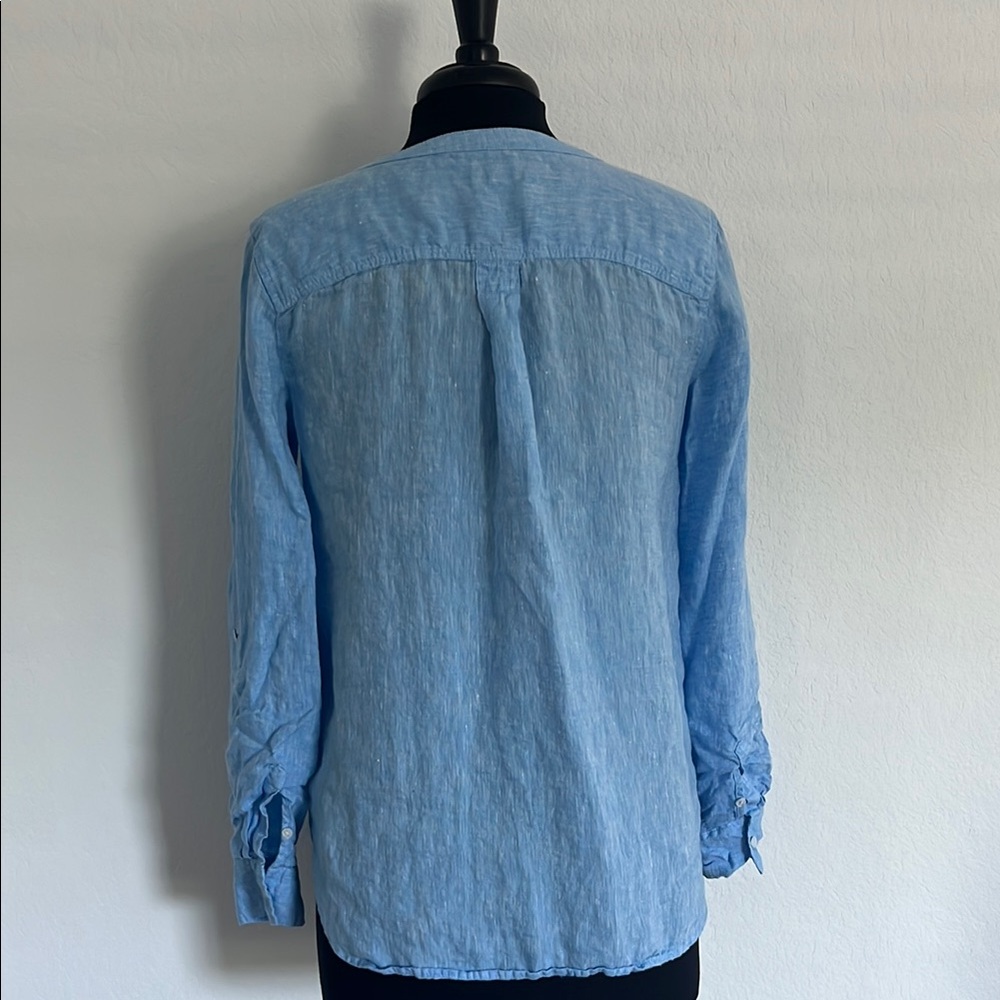 Talbots Sky Blue Linen Blouse - Picture 8 of 14